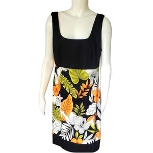 NWT AGB Flower Black Sleeveless Dress. Size 16.